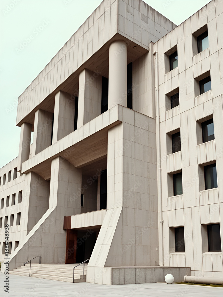 Brutalist Government Building: Raw Concrete Forms and Functionalist Aesthetic Brutalist Government Building: Raw Concrete Forms and Functionalist Aesthetic