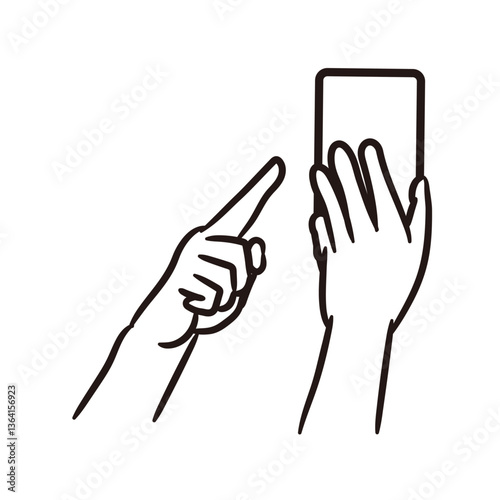 スマホ操作する手元のシンプルイメージイラスト_画面なし