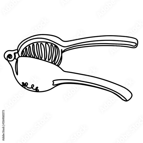 Lemon squeezer,manual citrus press  in continuous line art drawing