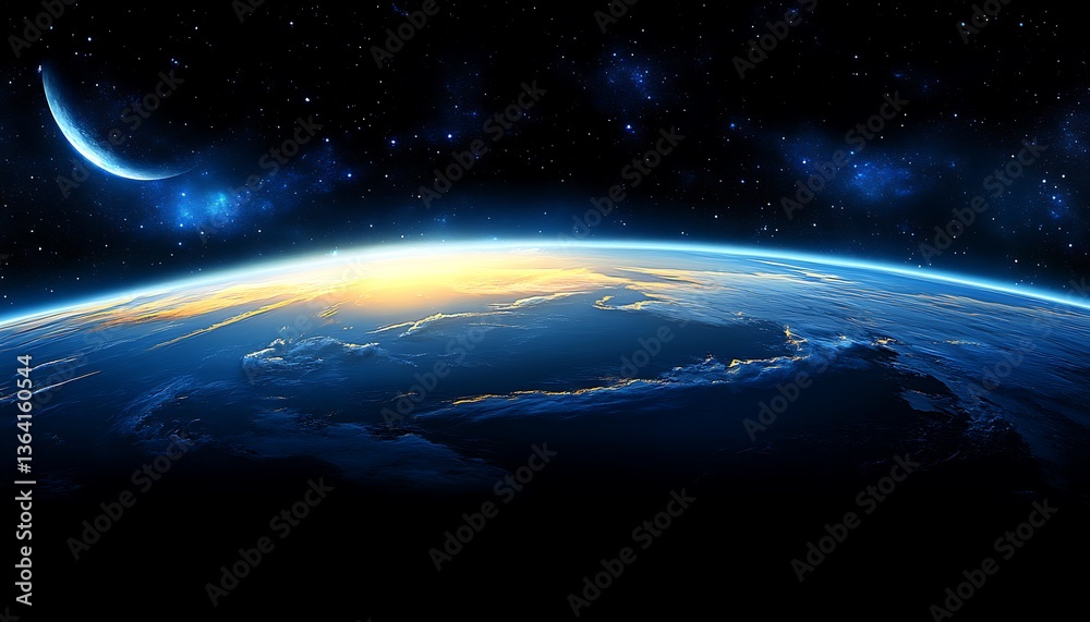 Fototapeta premium An artistic depiction of earth against a starry cosmic background
