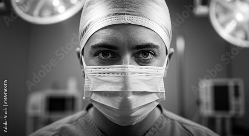 Front View of Medical Professional with Mask and Cap - Dedicated Healthcare Provider photo
