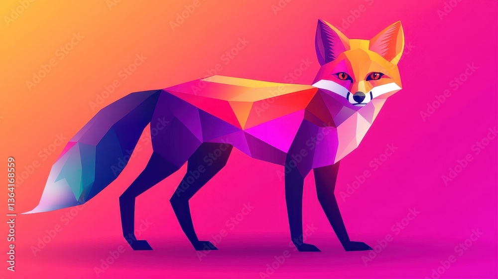 Fototapeta premium Colorful Low Poly Fox Geometric Animal Art.