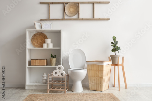 Interior of light restroom ...