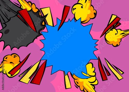 Cartoon background, comic book backdrop. Retro vector comics pop art design.