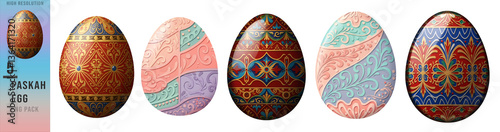 Set of Ornate Easter Eggs with Detailed Patterns