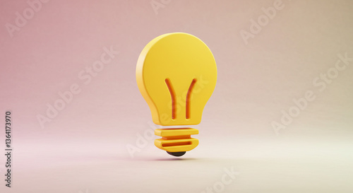 A bright golden lightbulb symbolizes a brilliant idea, innovation, and new beginnings against a soft, pastel background.