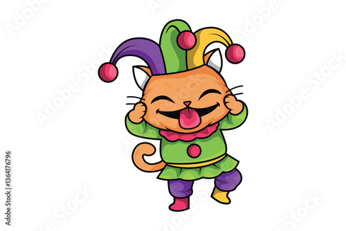 Cute Clown Cat Character Illustration