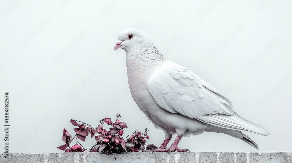Obraz premium Elegant White Dove Serenity Purity Bird Studio Minimalist Photography