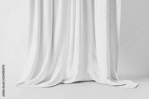 Detailed Color Picture of a White Curtain That is Standing Up Against a Wall