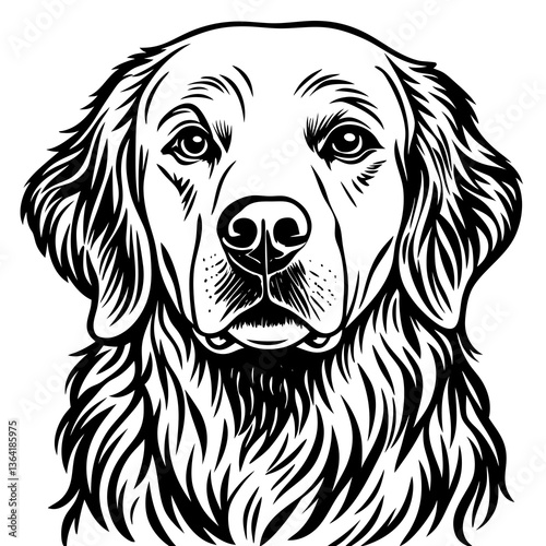 Golden Retriever Linocut Vector SVG Art