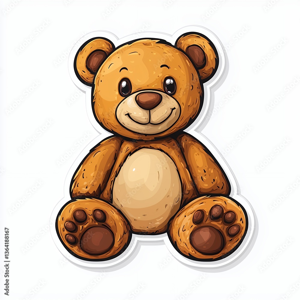 Obraz premium Adorable Brown Teddy Bear Cartoon Illustration
