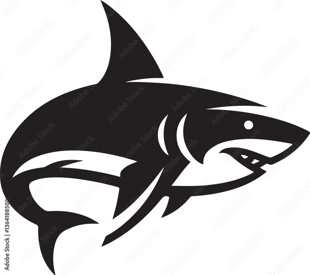 Fototapeta premium shark vector illustration, shark icon silhouette design vector art