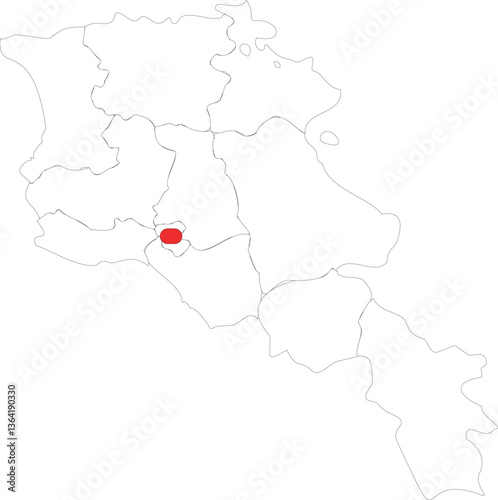 Outline Capital Mark of Armenia on its Map