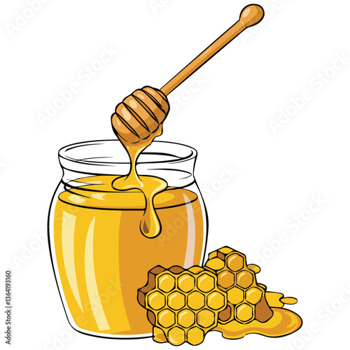 Honey in glass jar