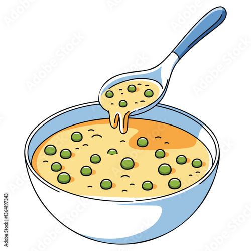 Soup in bowl with spoon