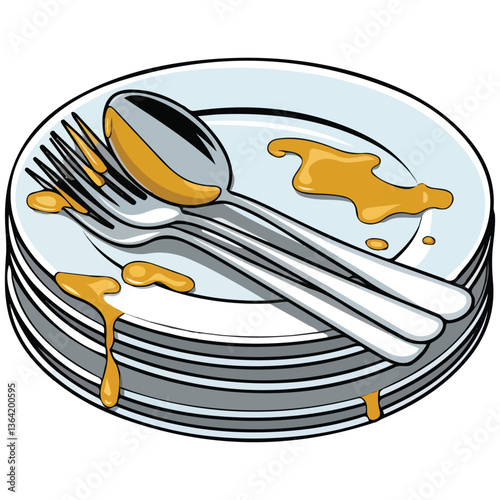 Dirty dishes illustration