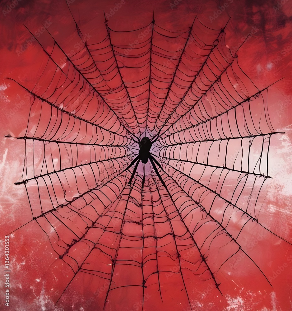 Obraz premium spider web in red background 