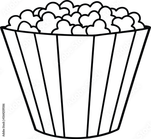popcorn outline coloring book page,popcorn line art vector