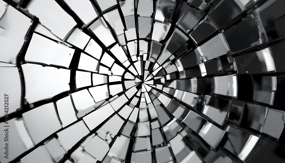 Naklejka premium A fractured mirror effect, reflecting countless abstract shapes