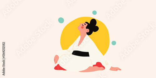 A serene illustration captu...