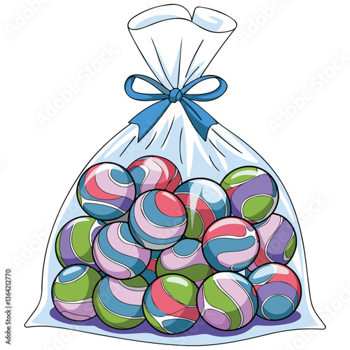 Bag of colorful marbles