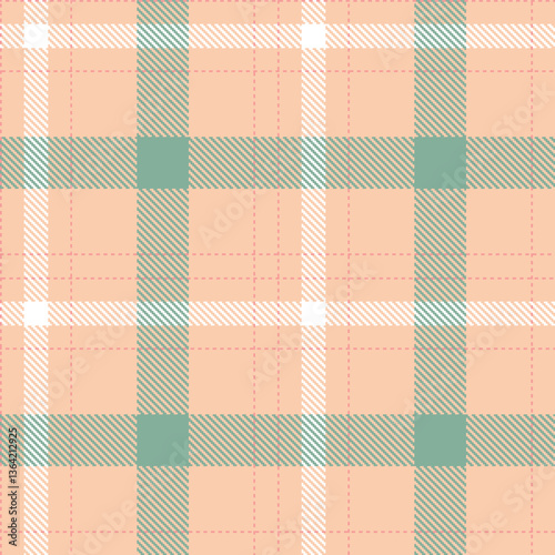 Modern Soft Light Peach Seamless Tartan Textile Design Variant 1435