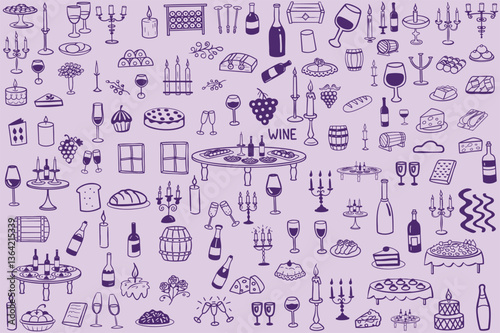 colorful collection of wine, desserts, and dining items, perfect for celebrations
