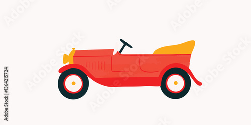 A vintage car illustration. the simplicity of the vector illustration accentuates its classic design, evoking a sense of nostalgia for a bygone era.