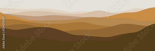 Mountain colors, translucent waves, sunset, abstract glass shapes, modern background, design vector illustration