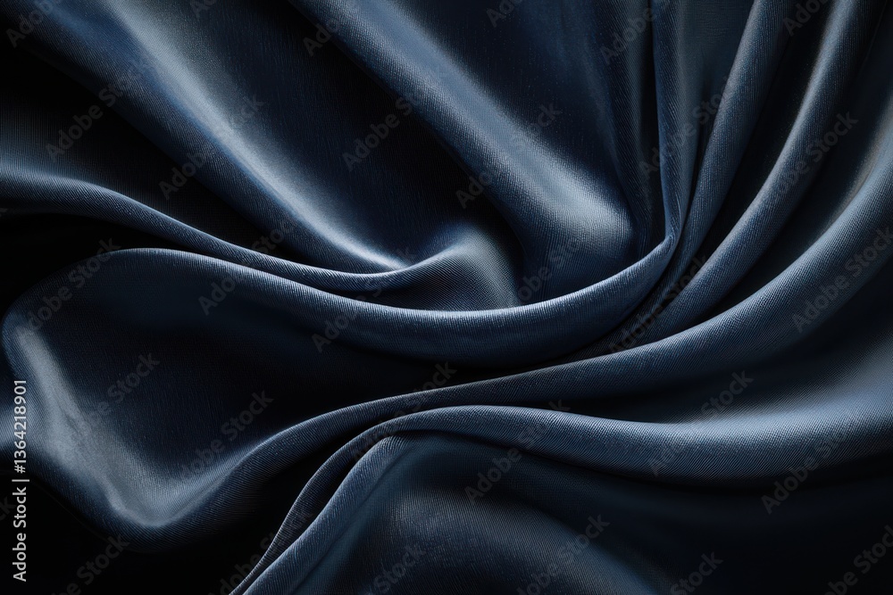 Fototapeta premium Luxurious Dark Satin Fabric Texture with Smooth Flowing Patterns