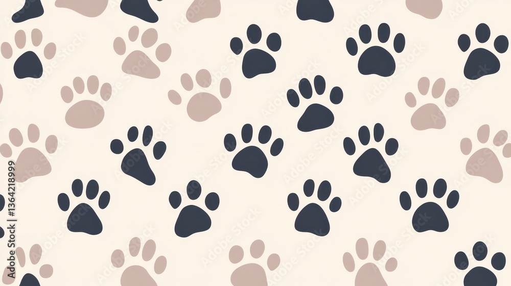Dog Paw Prints Seamless Pattern Background. Dog Paw Prints Seamless Pattern Background.