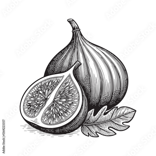 Fig engraving vector illustration