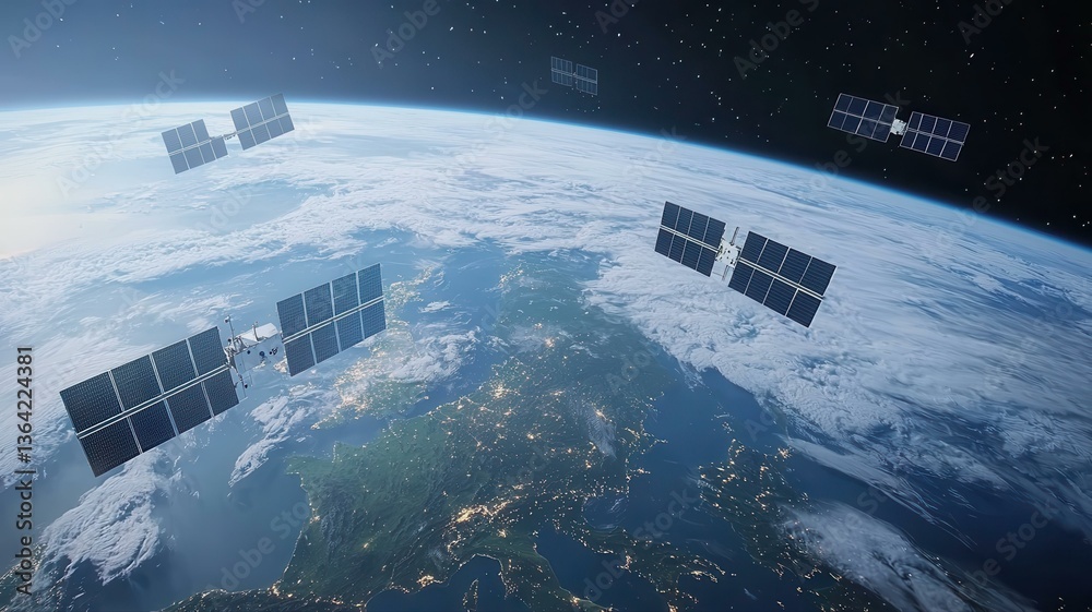 Satellites orbiting Earth capturing stunning global views and data from space. Satellites orbiting Earth capturing stunning global views and data from space.