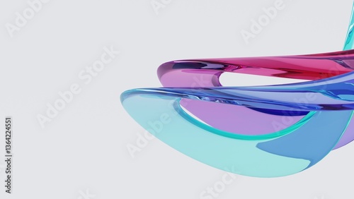3D Abstract background on light background, gradient glass with dispersion, Iridescent design element for banner background.