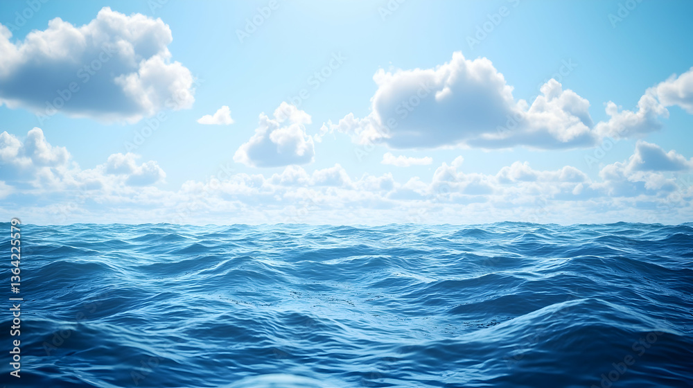 Fototapeta premium Calm ocean waves under sunny sky; perfect for travel and nature websites