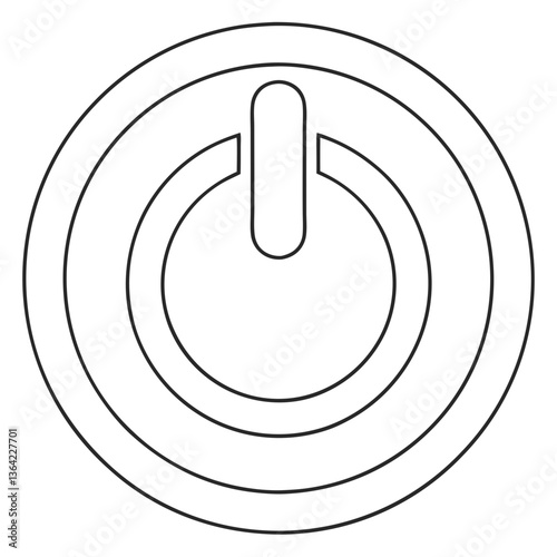The power button's simple elegance, a minimalist design with concentric circles creating a captivating visual rhythm.