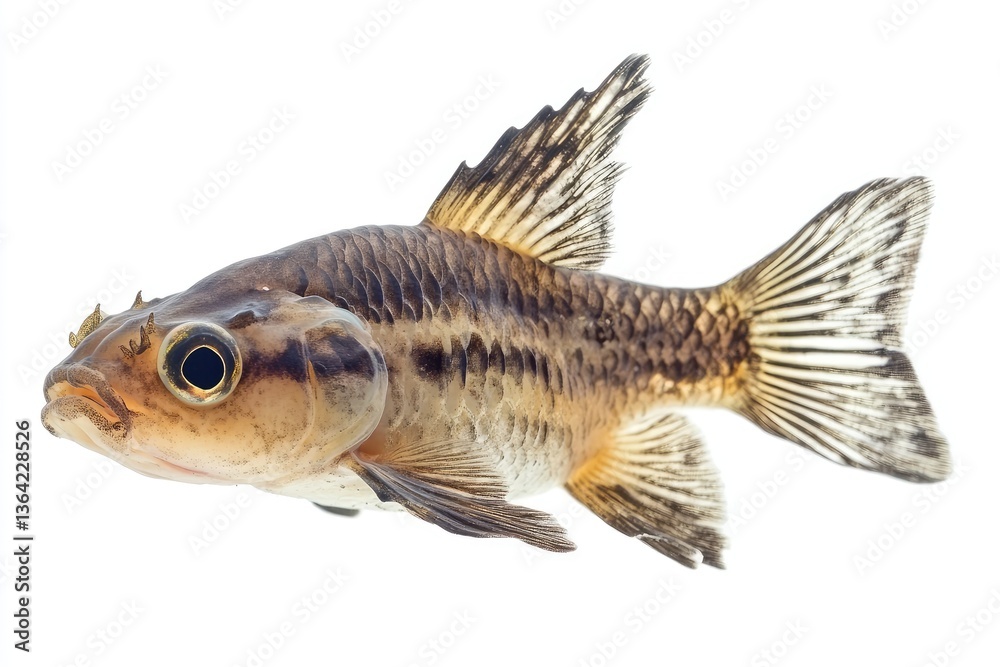 Fototapeta premium Corydoras catfish resting, armored body, detailed textures, isolated.