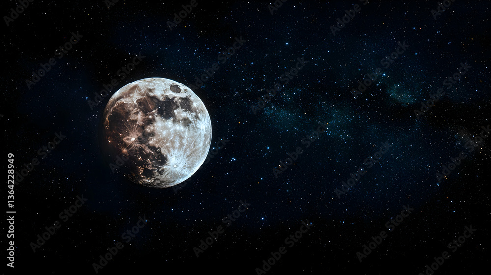 Fototapeta premium Detailed Pixelated Moon In Night Sky