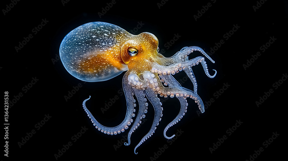 Obraz premium Colorful Pixelated Octopus Against Black Background