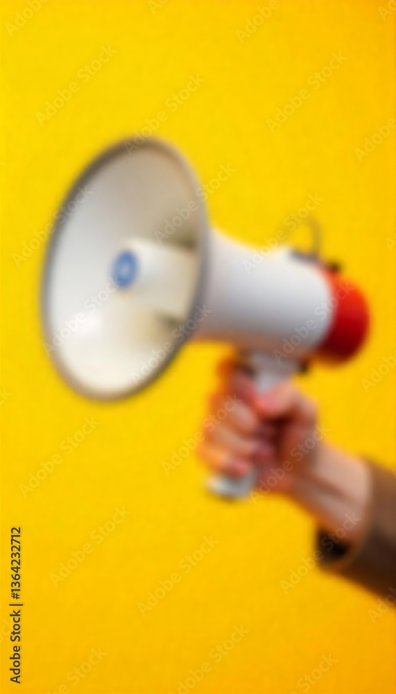 Generative AI Image of a Hand Holding a Megaphone Against a Vibrant Yellow Background Generative AI Image of a Hand Holding a Megaphone Against a Vibrant Yellow Background
