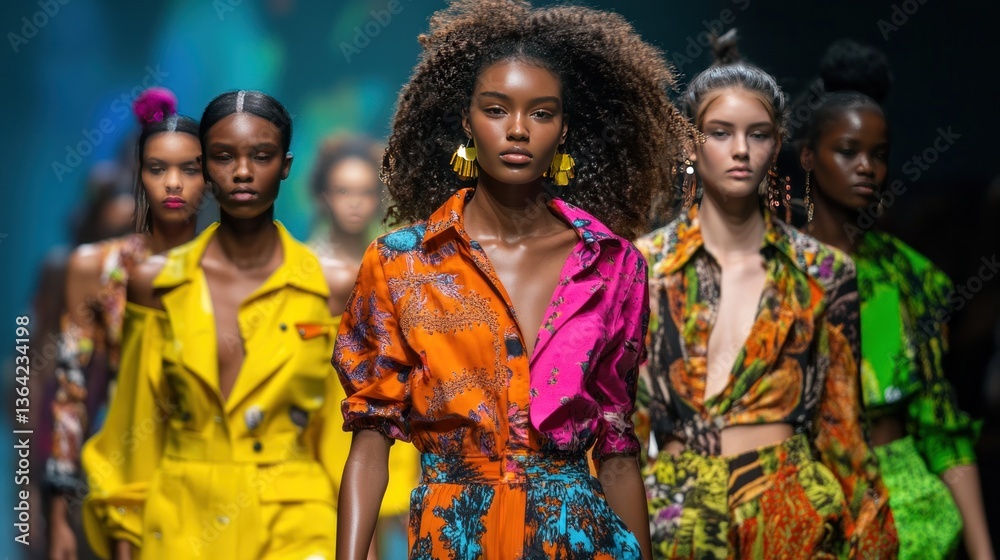 Vibrant Fashion Show: Models in Bold Prints and Colors