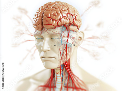 Hypotension symptom blood pressure. Diagnosis systolic. A 3D medical illustration of the human circulatory system.