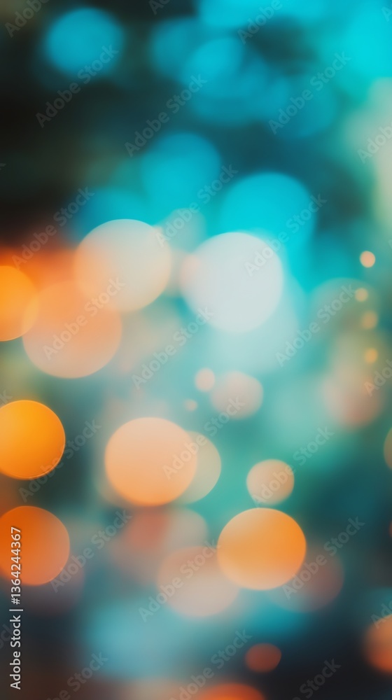 Fototapeta premium Abstract Bokeh Lights Background with Teal and Orange Color Palette