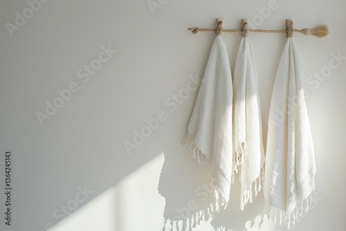 High Detail Visual of Towels Hanging From String