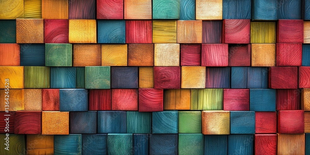 Colorful Wooden Cube Pattern Colorful Wooden Cube Pattern