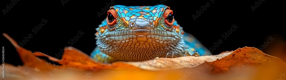 Fototapeta premium Lizard Close-up on Leaves