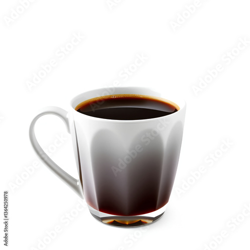Elegant coffee cup filled with rich black coffee, isolated on a white background, showcasing a classic mug design perfect for mornings, office use, or any cozy coffee moment.