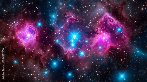 Wallpaper Mural Vibrant nebula with bright stars and cosmic dust. (1) Torontodigital.ca