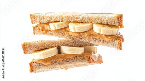 A Delicious Peanut Butter and Banana Sandwich on White Bread