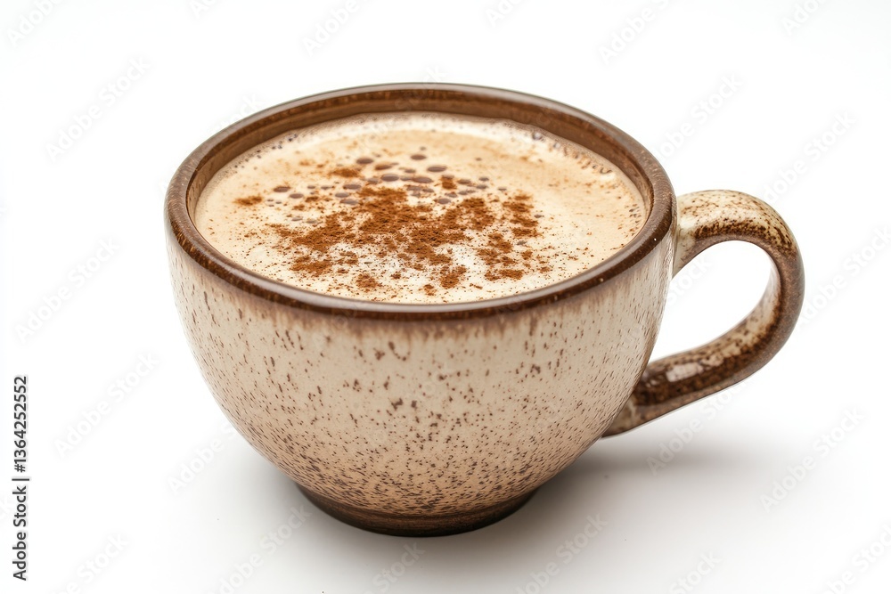 Chai latte in a ceramic cup, spiced aroma with cinnamon and cardamom, isolated. Chai latte in a ceramic cup, spiced aroma with cinnamon and cardamom, isolated.